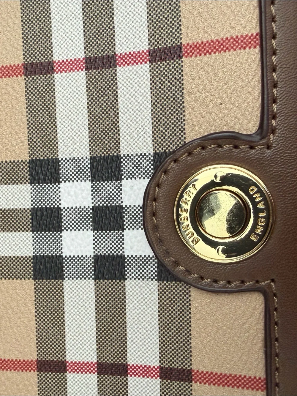 NWT Luxury Inspired Beige Check Canvas and Leather Crossbody Bag